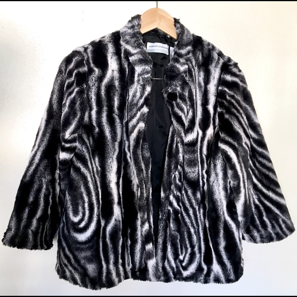 Zebra animal print Alfred Dunner cape Jacket coat